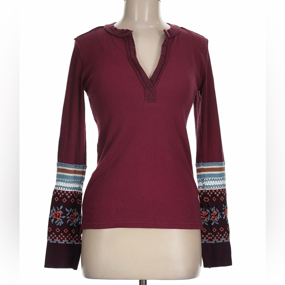 Free People ❤️ We The Free Knit Cuff Sleeve Thermal Layering Top